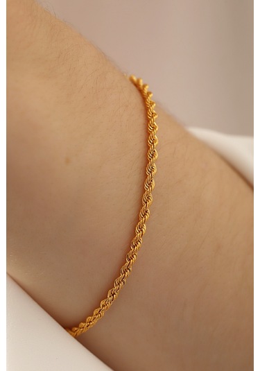 Miletkuyumculuk 14 Ayar Altın Halat Zincir Bileklik Sarı Altın