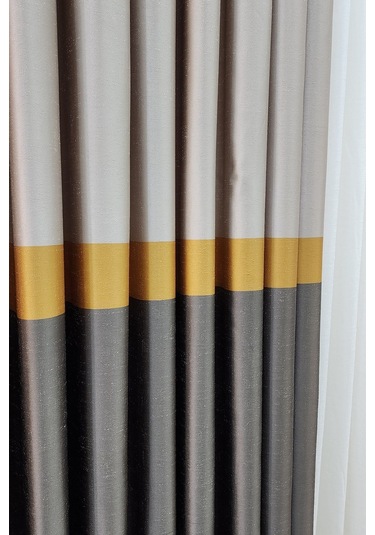 Vita Fon Perde Krem Gold Taş Vizon Renk Krem