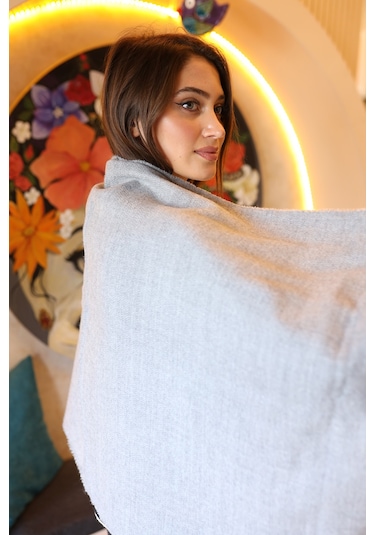 Yumuşak Dokulu Kalın Düz Atkı Omuz Şalı 70x180 CM 1206 Gri