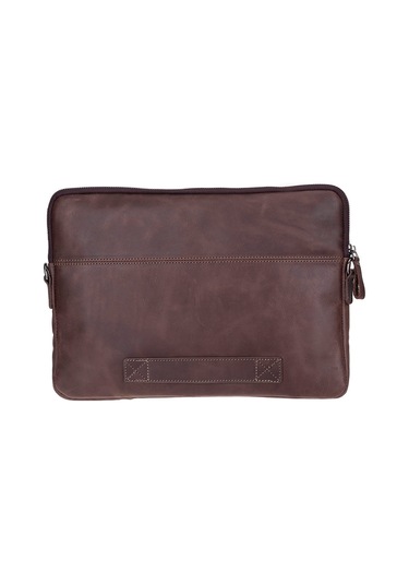Bloomsleeve Leeds 14" Mahogany Dark Brown Hakiki Deri Laptop & Tablet Kılıfı Kahverengi