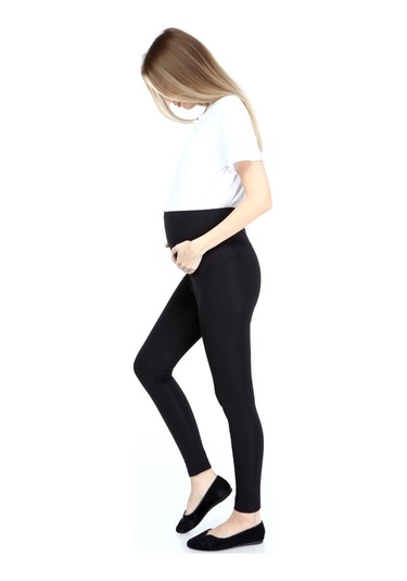Luvmabelly Myrb8060 Termal İçi Şardonlu Sıcak Tutan Beli Ayarlanabilir Hamile Tayt-siyah