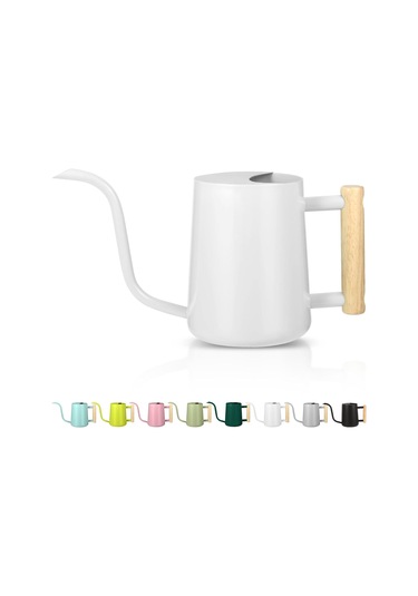 Geeroyoo Modern Paslanmaz Çelik 35oz Sulama Kabı, Uzun Ağızlı İç Mekan Bitkileri Ve Bonsai İçin Dekoratif Sulama Kabı - Beyaz