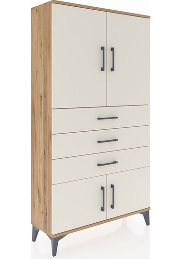 Arges Dolap 2 Raflı 3 Çekmeceli 4 Kapaklı 88x30x163 Çam-aytaşı Atlas Çam