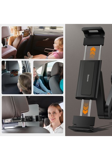 Skycity Baseus Arka Koltuk Telefon Ve Tablet Tutucu, 360 Döner, 4.7-12.3 İnç Uyumlu, Katlanabilir, Siyah Suhz-01 Siyah