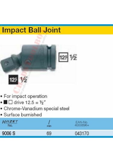 Hazet 9006s 1/2" Darbeli Universal Mafsal Bilyalı