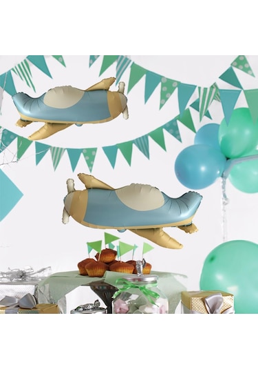 Retro Uçak Folyo Balon 78x42 Cm