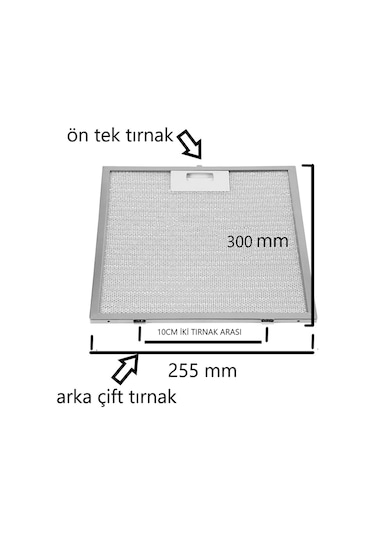 Franke Uyumlu 25x30 CM Davlumbaz Ankastre Aspiratör Alüminyum Yağ Filtresi 253x300