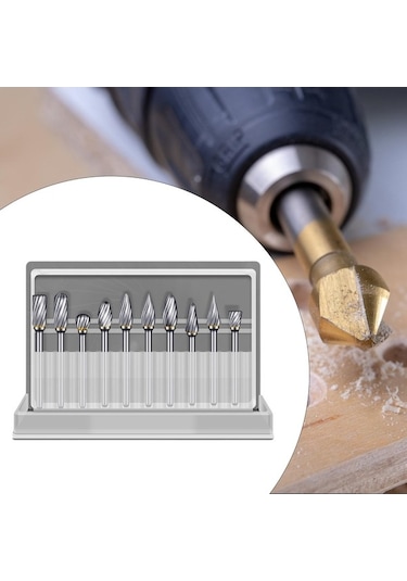 Yihemaoyi 10 Parça Karbür Freze Seti Tungsten Çelik Tek-kesim