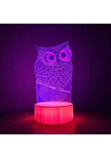 Jetjest Baykuş Figürlü 3d Led Gece Lambası