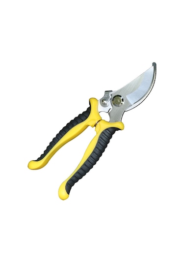 Hfambition Bahçe Budama Makasları Sk-5 Çelik Bıçaklı Ergonomik Silikon Saplı Manuel Giyotin 7.5 İnç Sarı-siyah Bitki Dal Kesici