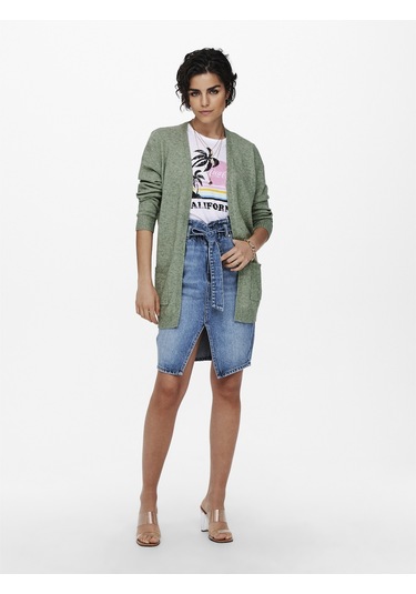Only Bayan Uzun Örgü Hırka 15174274 Yeşil