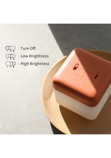 Ranyeek Turuncu Usb Şarjlı Küp Formlu Gece Lambası - 2 Aydınlatma Seviyesi Ve 5-60 Dakika Zamanlayıcı Fonksiyonu İle Yatak Odası, Çocuk Odası İçin Turuncu