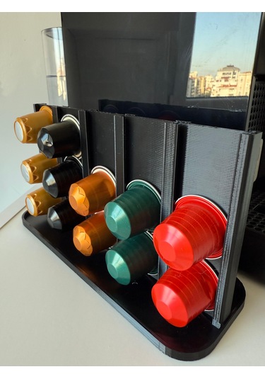 Kapsül Kahve Tutucu Dekoratif Standı 30 Kapasiteli Nespresso Uyumlu Siyah