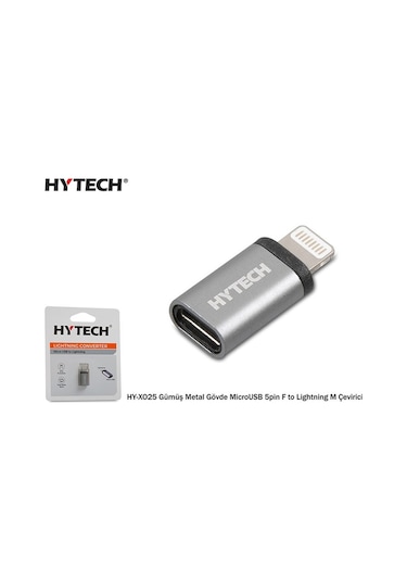 Hytech Hy-Xo25 Gümüş Metal Gövde Microusb 5Pin F To Lightning M