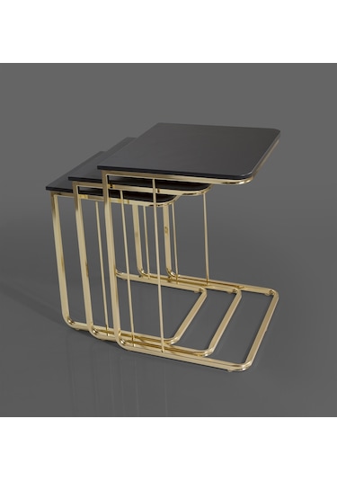 Gold 3 Lü Amor Zigon Sehpa - Orta Sehpa - Yan Sehpa