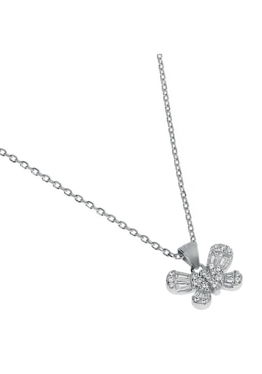 Kadın Kelebek Baget Taş Detay Gümüş Kolye Gümüş