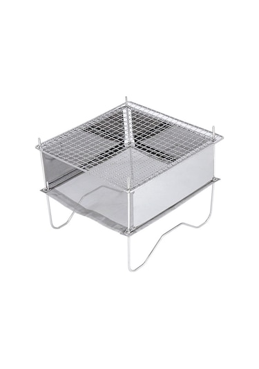 Tenfowee Stainless Steel Taşınabilir Mangal Çadırı - Isı Dayanıklı, Hızlı Montajlı, Çadır Kampı Ve Piknikler İçin Odunluk Ateş Tabanı