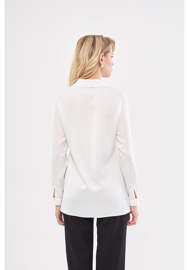 Klasik Saten Gömlek Ekru Ekru