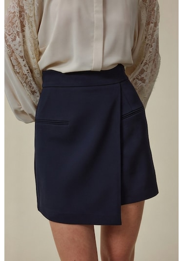 Sateen Talia Şort Etek - Lacivert-137066 Lacivert