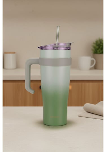 Bernardo Alto Pipetli Termos Bardak Yeşil 1000ml Yeşil Renk