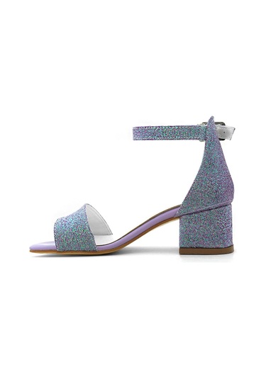 Lilo Simli Mor Tek Bantlı Kız Çocuk Topuklu Abiye Ayakkabı Mor