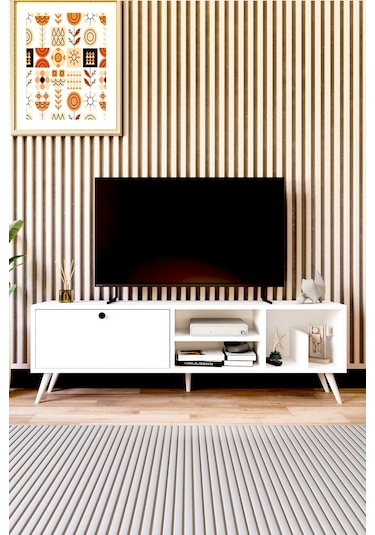 Lena Tv Sehpası, Tv Standı, Televizyon Ünitesi Beyaz