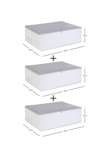 Ocean Home Textile 3'lü Büyük Boy Gri Renk Stuff & Things Baza Altı Hurç Set