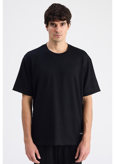 Twn Relaxed Fit Siyah Düz T-shirt 6ec146171622m 001