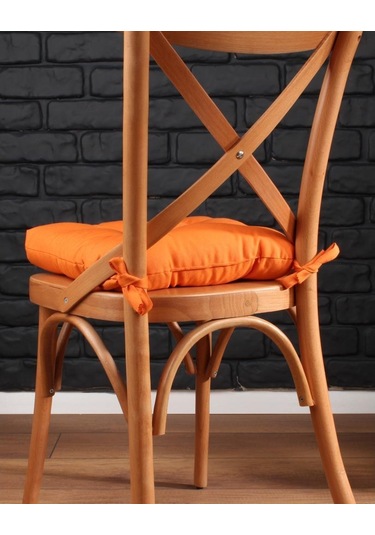 Altınpamuk Altınpamuk 4'Lü Lüx Pofidik Turuncu Sandalye Minderi Özel Dikişli