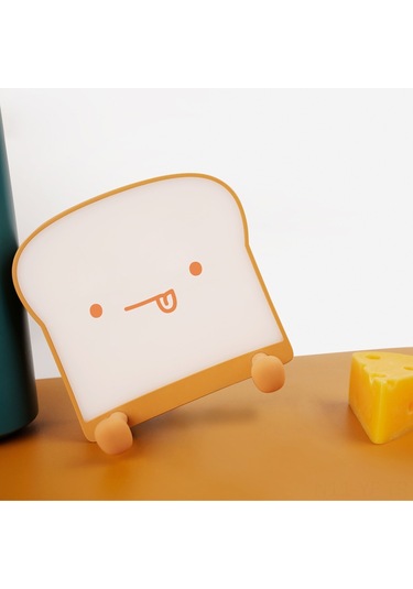 Yifomall Usb Şarjlı 1200mah Tost Şekilli Gece Lambası - Çift Taraflı Işık, Telefon Tutucu, Yatak Odası Dekoru Sıcak Beyaz
