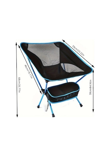Elmpaly Derin Mavi Ultra Hafif Katlanır Kamp Sandalyesi Taşıma Çantası Plaj Yürüyüş Balıkçılık Piknik Koyu Mavi