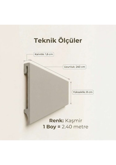 Espumo Kompozit Süpürgelik 8 cm Kaşmir | Suya Dayanıklı Parke Duvar Süpürgelik 2,40 m ESP207 -