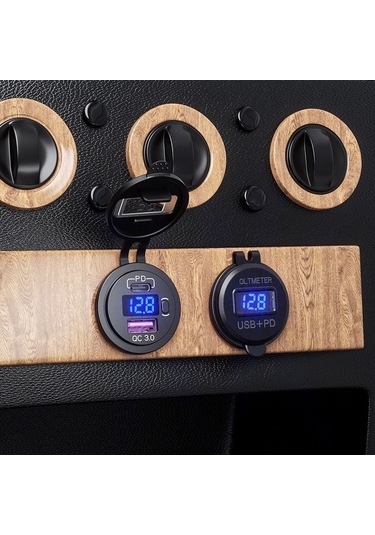 Yaozixa Araç Usb Şarj Cihazı Pd 30w+qc3.0 18w Hızlı Şarj, Voltaj Göstergeli, Kırmızı Işık, P21-b Modeli