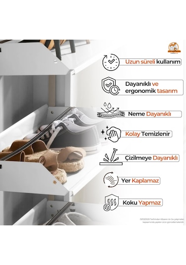 Kilitli 3'lü Metal Ayakkabılık - Beyaz