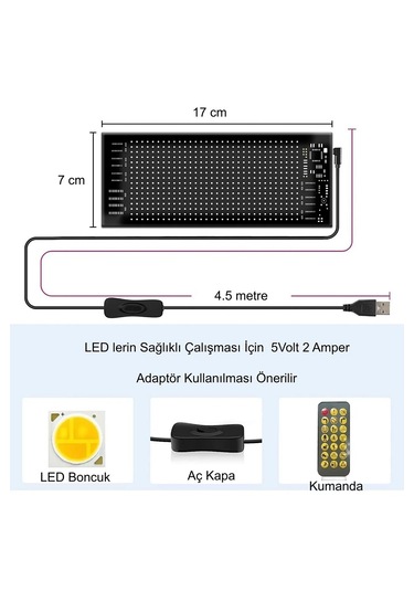 Yenilzd Matrix Kayan Yazı Emoji Led Ekran Programlanabilir 17x7c