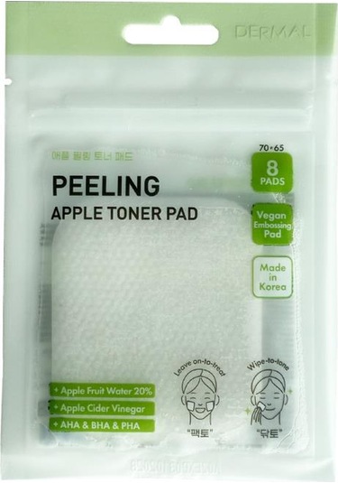 Dermal Elma Özlü Gözenek Temizleyici Aydınlatıcı Peeling Tonik Toner Pedi 8 Adet