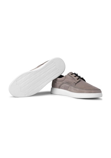 Ducavelli Daily Hakiki Deri Erkek Günlük Ayakkabı, Yazlık Ayakkabı, Hafif Ayakkabı, Bağcıklı Deri Ayakkabı Gri