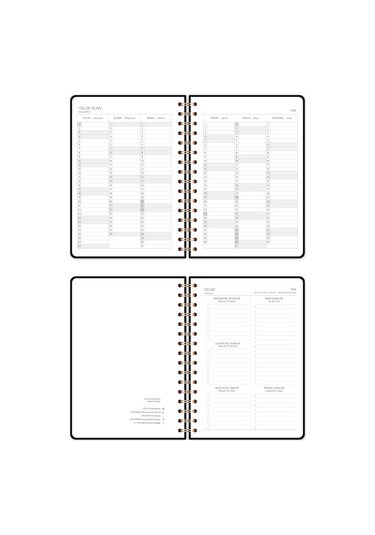2026 A5 Spiralli Keten Haftalık Ajanda 12 Aylık - Siyah Siyah