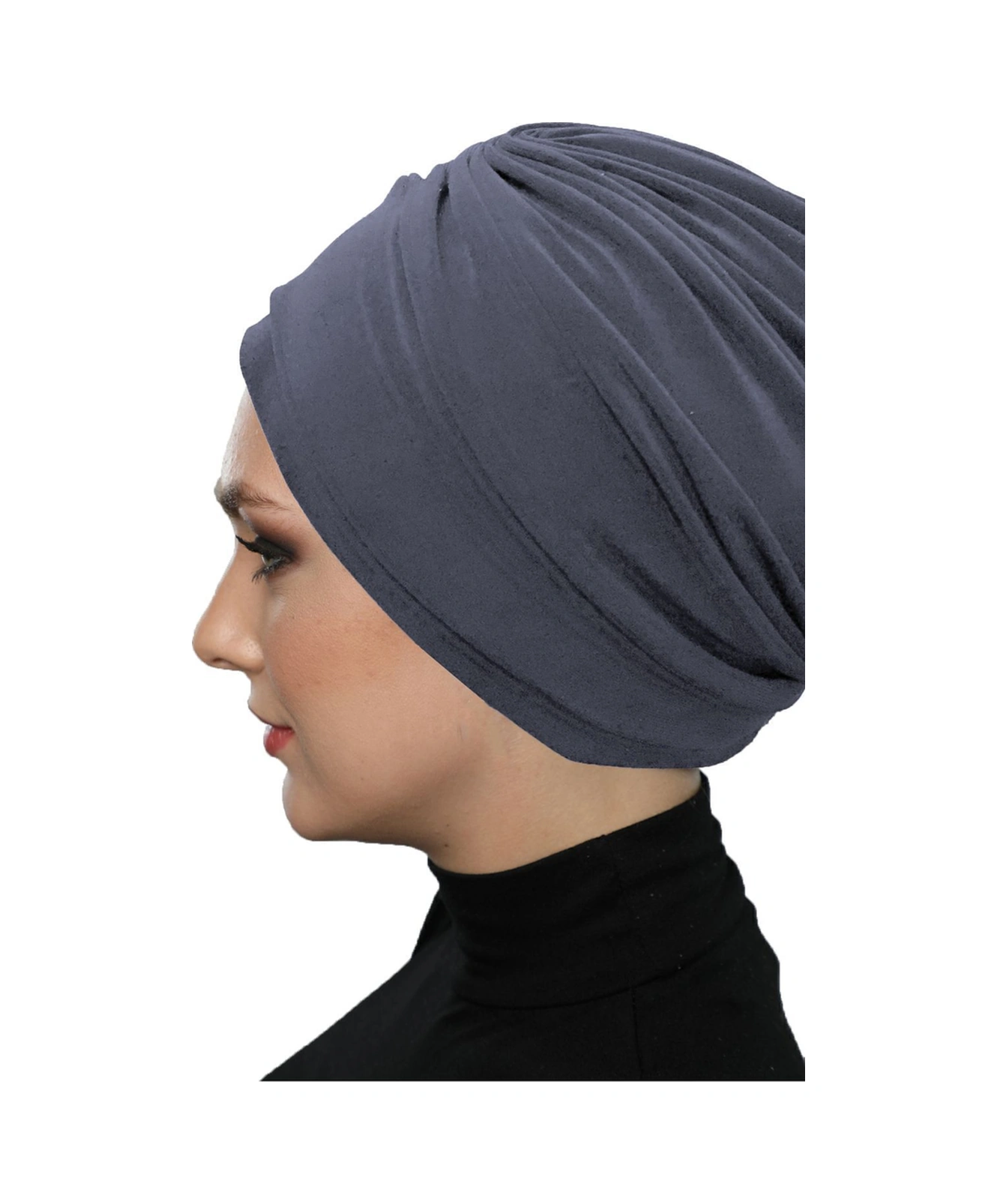 Çift Katlı Astarlı Hazır Koyu Gri Türban Tesettür Dış Ve Havuz Bonesi Koyu Gri