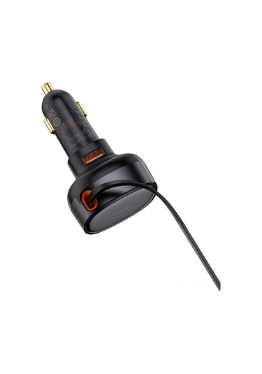 Geeksen Baseus Araba Şarj Cihazı 60w, Çekilebilir Type-c + Usb, Hızlı Şarj, Siyah Cctxp-uc