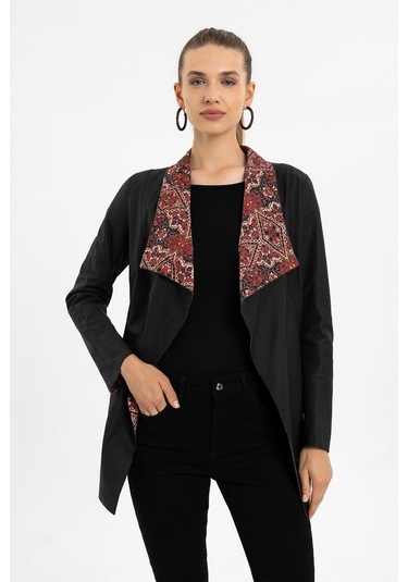 Golia Siyah Çift Taraflı Kadın Hakiki Deri Kaban-siyah Siyah