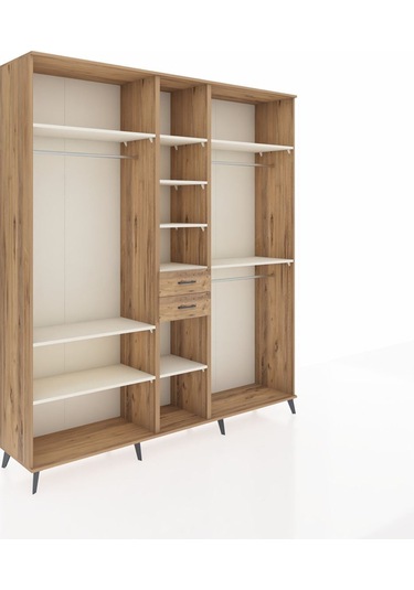 Hyperion Dolap 10 Raflı 2 Çekmeceli 3 Askılı 220x44x243 Çam-aytaşı/çam Aytası/atlas Çam