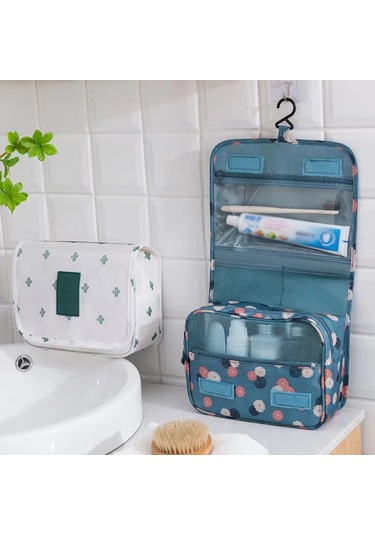 Mufunye Seyahat Tuvalet Çantası, Çok İşlevli Su Geçirmez, Katlanabilir Kanca, Gri