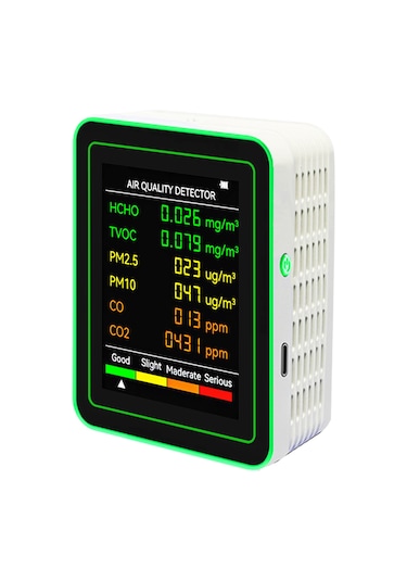 Lemestar 6'lı Hava Kalitesi Dedektörü: Pm2.5/pm10/formaldehit/tvoc/karbondioksit/karbonmonoksit Zn-mt26 Co Beyaz