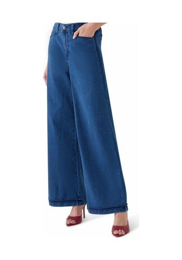 Outland Denim Sürdürülebilir Geniş Paça Uzun Pantolon Koyu Mavi