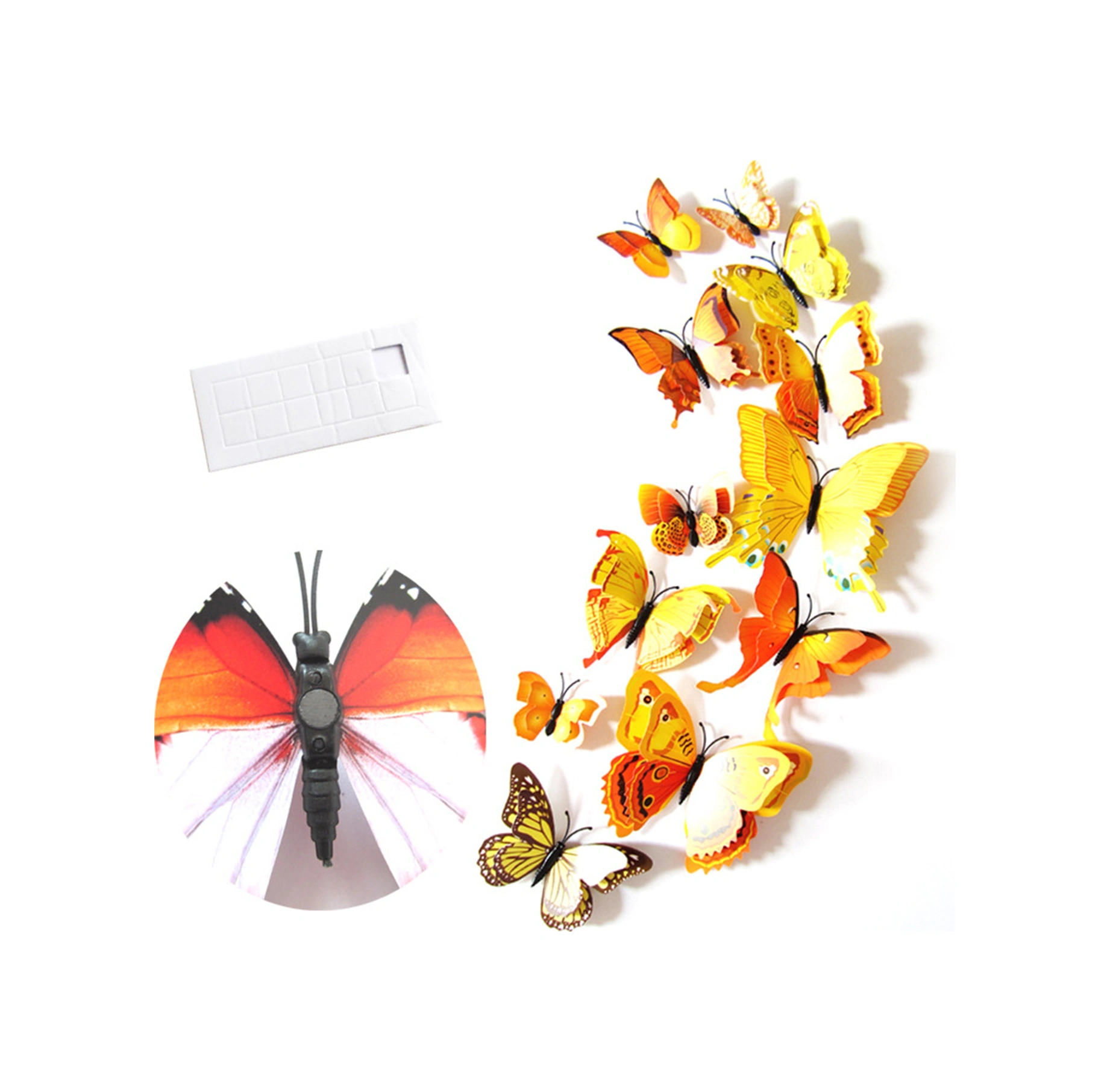 Youmex 12 Adet Pvc Çift Katlı 3d Kelebek Duvar Sticker, Doğal Dekor, Kolay Uygulama, Çeşitli Renkler Ve Kullanim Alanlari Sarı