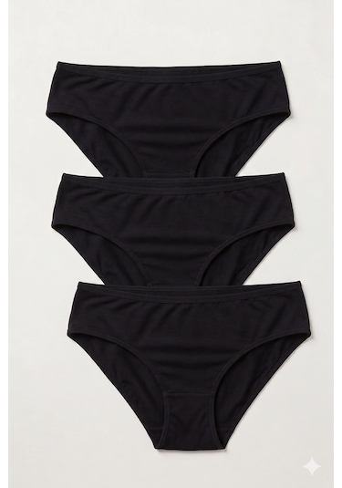 İki Yıldız İyteks Bayan Bambu Bikini Bel Külot 3'lü 2004 Siyah