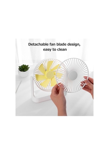 Didadodo 4 Kademeli Fan - 4000mah Pil, Sessiz Beyaz Şarjlı Masaüstü Fanı Taşınabilir Beyaz