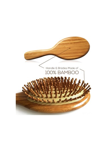 Lemestar Ahşap Saplı Hava Yastıklı Saç Tefeni - Saç Dolaşımı Artırıcı, Statikten Koruyucu, Tüm Saç Tiplerine Uygun Masajlı Tarak