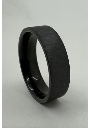 6mm Fırçalanmış Mat Düz Kadın Erkek Çelik Alyans Yüzük Cl46 Siyah